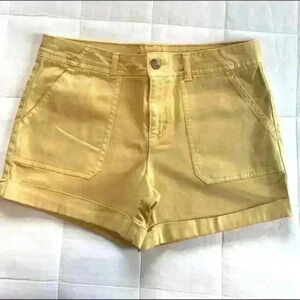 C&C California Womens Yellow Patch Pocket Rolled Cuff High Rise Shorts Size 12